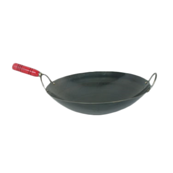 Thunder 14" Diameter X 3-7/8" Height, Wok, Steel With 4-7/8" Wooden Handle, Each