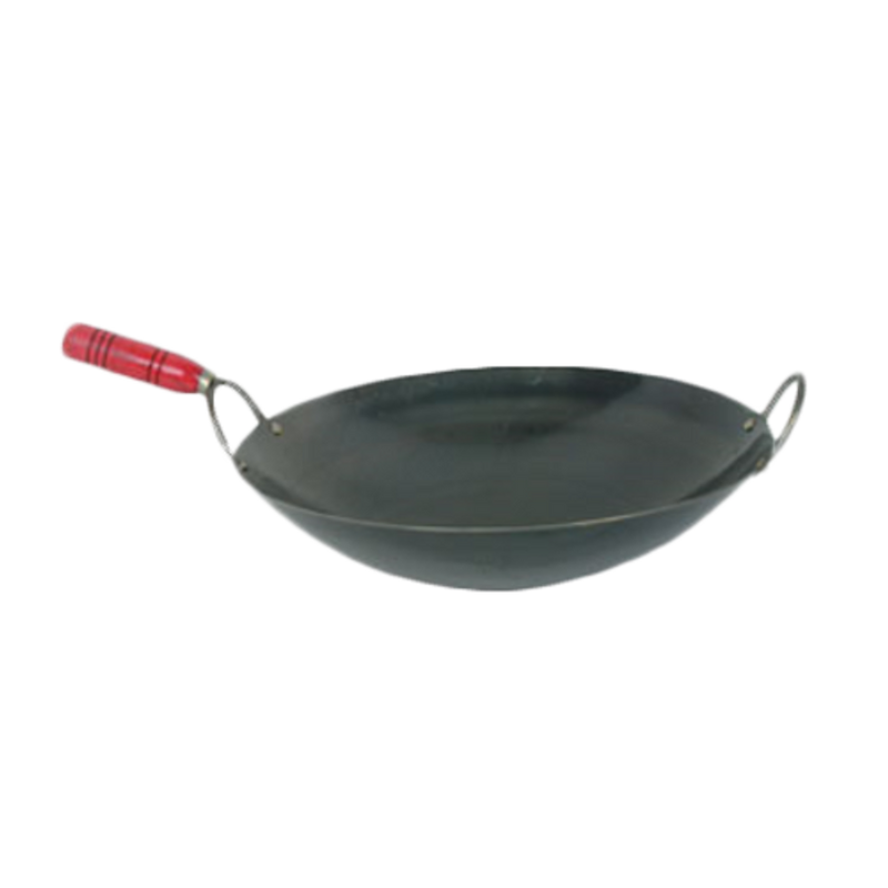 Thunder 14" Diameter X 3-7/8" Height, Wok, Steel With 4-7/8" Wooden Handle, Each