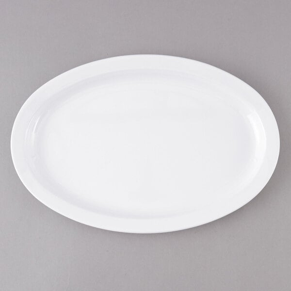 Thunder 13" X 8-1/2" X 1, Narrow Rim Platter, White Color, Melamine, Dozen