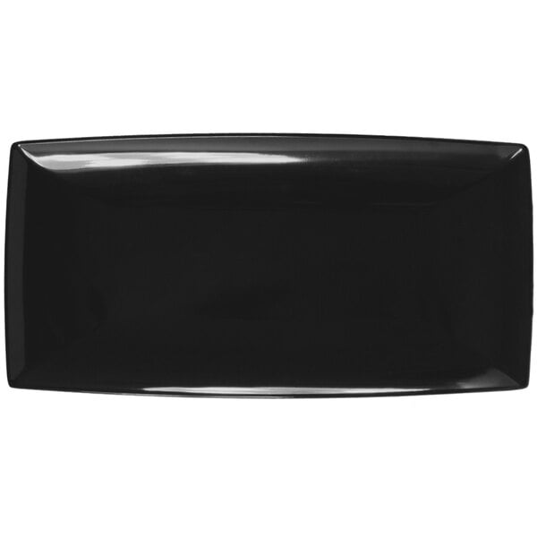 Thunder 16-1/8" X 8", 1-1/8" Deep, Rectangle Tray, Classic Black, Melamine, Dozen