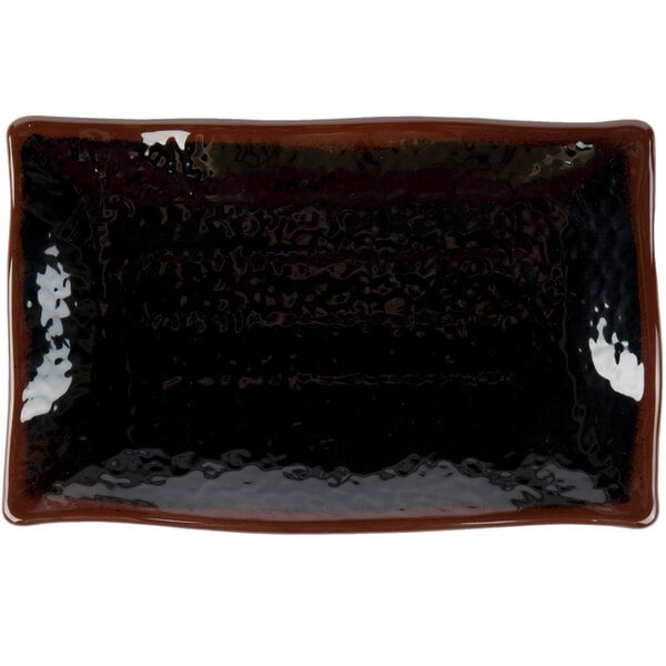 Thunder 11-1/4" X 7-1/4" X 1", Wavy Rectangular Plate, Tenmoku, Melamine, Dozen