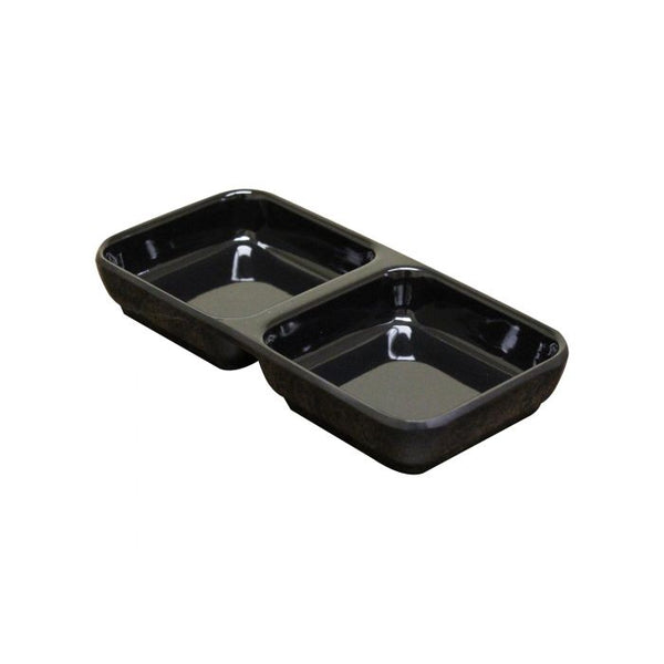 Thunder 4 Oz, 6" X 3", Twin Sauce Dish, Classic Black, Melamine, Dozen