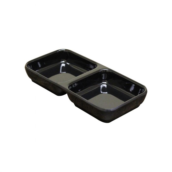 Thunder 4 Oz, 6" X 3", Twin Sauce Dish, Classic Black, Melamine, Dozen