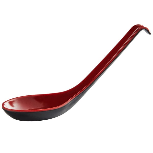 Thunder 0.6 Oz, 6" X 1-3/4", Soup Spoon, Two Tone Color (Black & Red), Melamine, Dozen
