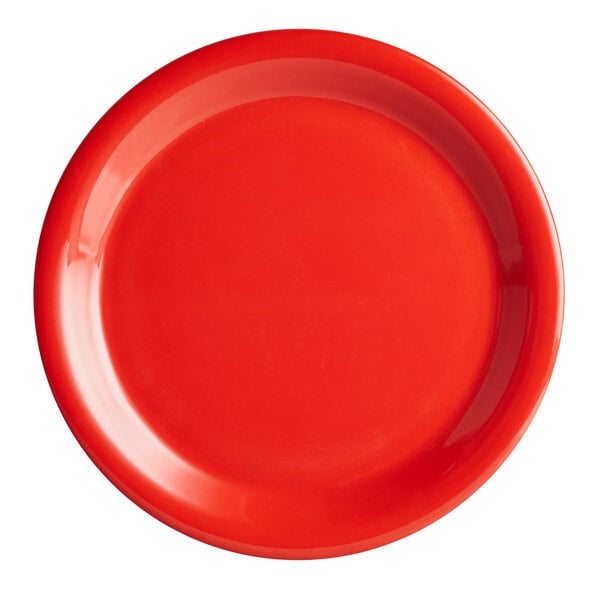 Thunder 9" Diameter X 3/4" Height, Narrow Rim Plate, Pure Red Color, Melamine, Dozen