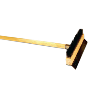 Thunder 37" X 10" X 4-1/7", Pizza Oven Brush, Black Metal Wire Brush With Long Wooden Handle, Each