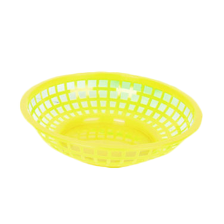 Thunder 8" Diameter X 2" Height, Round Fast Food Basket, Yellow Color, Polypropylene, Dozen