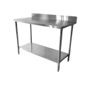 Thunder 24" X 96" X 35", Flat Top Worktable With Flat Edges And 4" Backsplash, Stainless Steel 430, 18 Gauge, Each