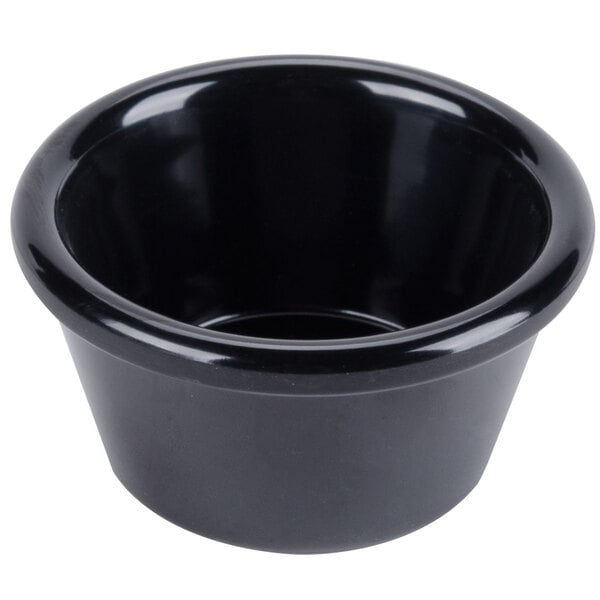 Thunder 1-3/4 Oz, 2-1/2" Diameter X 1-1/2" Height, Smooth Ramekin, Black Color, Melamine, Dozen