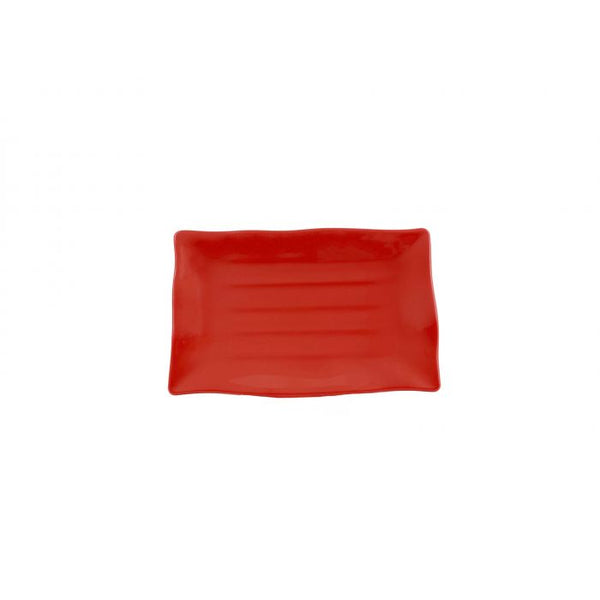 Thunder 11-1/4" X 7-1/4", 1" Deep, Wavy Rectangular Plate, Classic Pure Red, Melamine, Dozen