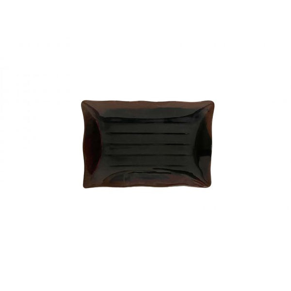 Thunder 15-1/2" X 10-3/4" X 1-3/4", Wavy Rectangular Plate, Tenmoku, Melamine, Dozen
