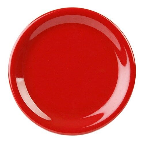 Thunder 10-1/2" Diameter X 3/4" Height, Narrow Rim Plate, Pure Red Color, Melamine, Dozen