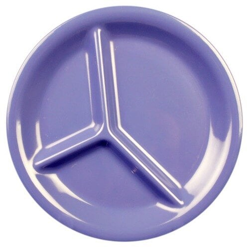 Thunder 10-1/4" Diameter X 1" Height, 3 Compartment Plate, Purple Color, Melamine, Dozen