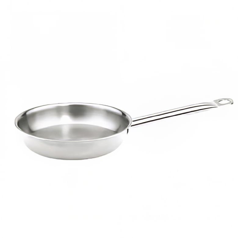 Thunder 9-1/2" Diameter x 2-1/4" Height, 8" Welded Hollow Handle, Fry Pan, Stainless Steel, Encapsulated Base, NSF, Each