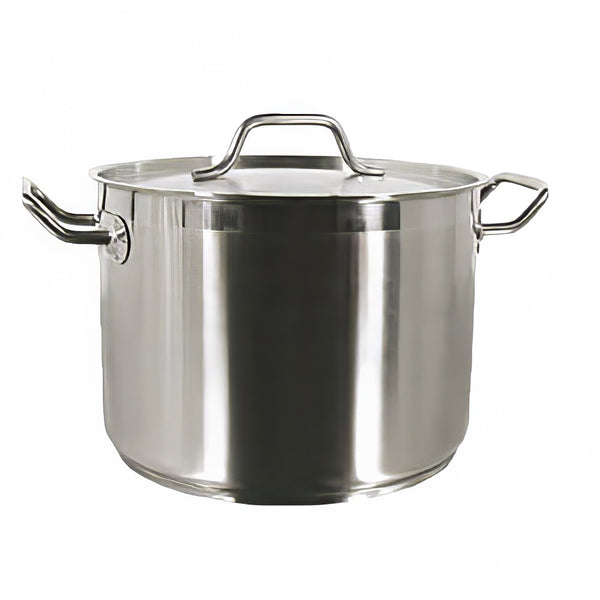 Thunder 40 qt, 16-5/8" Diameter x 12" Height, 2-3/8" Welded Handle, Stock Pot with 16-1/2" Diameter x 1/2" Thickness Lid, Stainless Steel, Encapsulated Base, NSF, Each