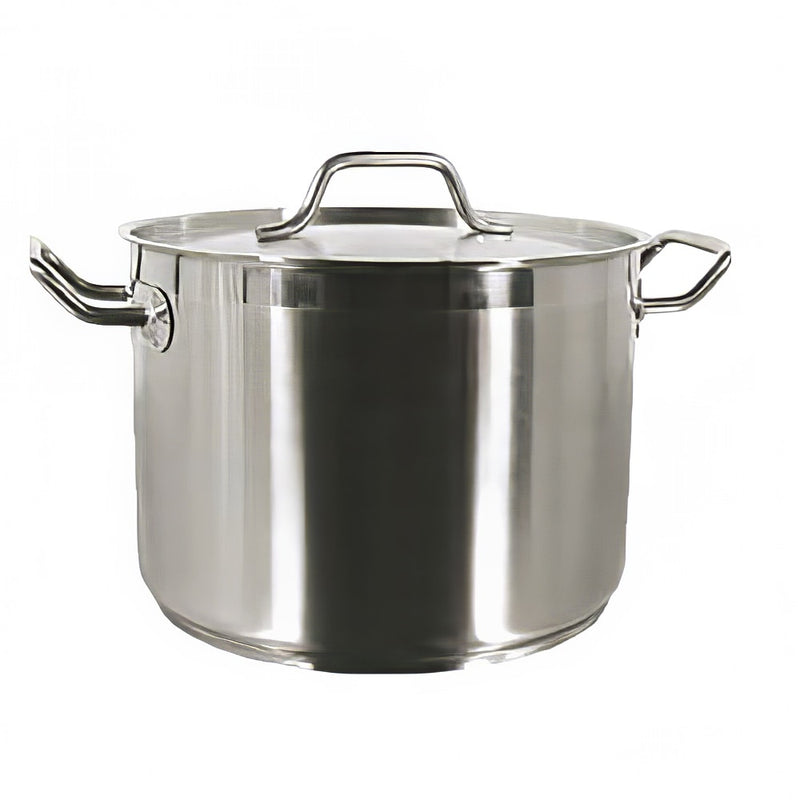Thunder 40 qt, 16-5/8" Diameter x 12" Height, 2-3/8" Welded Handle, Stock Pot with 16-1/2" Diameter x 1/2" Thickness Lid, Stainless Steel, Encapsulated Base, NSF, Each
