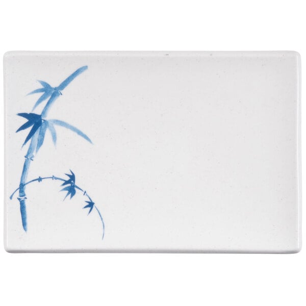 Thunder 8-1/4" X 5-5/8" X 1", Barbecue Plate, Blue Bamboo, Melamine, Dozen