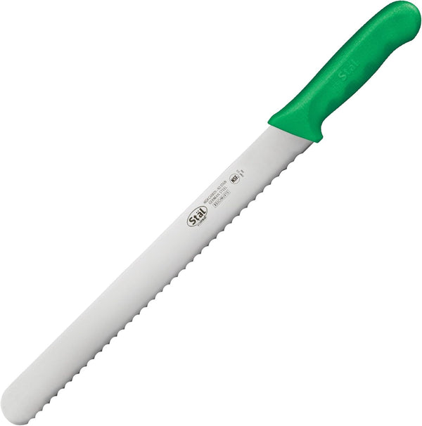 Thunder Slicer, 12" Blade, Wavy Edge, Green Polypropylene Handles, German Steel, NSF, Each