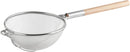Thunder 13-3/4" Diameter x 8" Height, 19-3/4" Handle Length, Reinforced Fine Double Mesh Strainer, Nickel Plated Wire, Frame & Support with Round Wooden Handle, Extra Cross-Support, Each