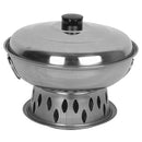 Thunder 9" Alcohol Wok Set (Lid, Body And Base), Stainless Steel 18/0, 3 Piece Set