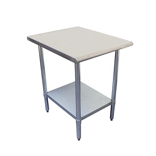 Thunder 24" X 30" X 35", Flat Top Worktable With Rounded Edges, Stainless Steel 430, 18 Gauge, Each