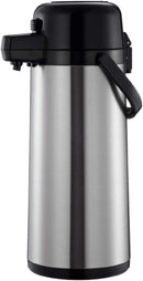 Thunder 2.2 Liter/74 oz, Push Button AirPot, Stainless Steel 18/8, 304 Material Exterior with Glass Lined Interior, Polypropylene Cap, Handle, Each