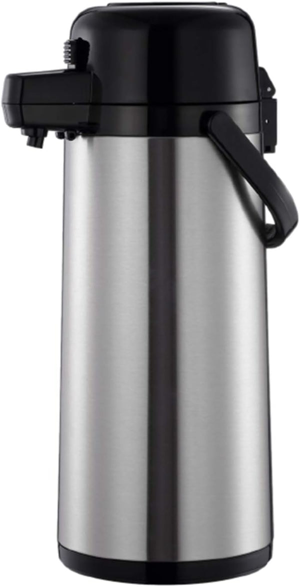 Thunder 3.0 Liter/101 oz, Push Button AirPot, Stainless Steel 18/8, 304 Material Exterior with Glass Lined Interior, Polypropylene Cap, Handle, Each