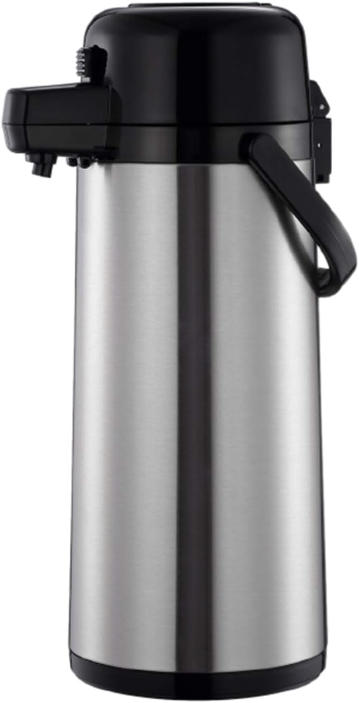 Thunder 3.0 Liter/101 oz, Push Button AirPot, Stainless Steel 18/8, 304 Material Exterior with Glass Lined Interior, Polypropylene Cap, Handle, Each