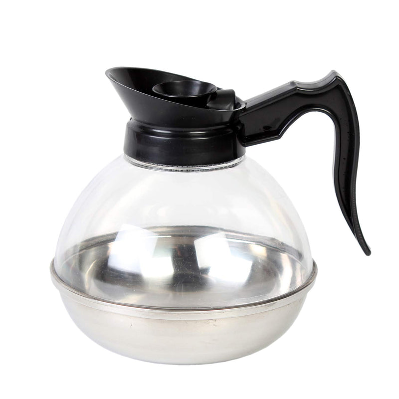 Thunder 64 oz, 4" Diameter Base x 7" Height, 4-1/4" Length x 7/8" Width Handle, Decaf Coffee Decanter, Stainless Steel Base with Polycarbonate Body, Durable Plastic Orange Color Handle, Each