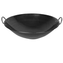 Thunder 24" Diameter X 7-1/4" Height, 2" Length Of Handle, Curved Rim Wok, Steel, Each