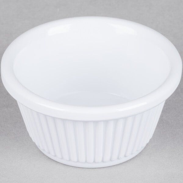 Thunder 2 Oz, 2-7/8" Diameter X 1-1/2" Height, Fluted Ramekin, White Color, Melamine, Dozen