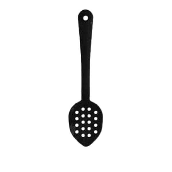 Thunder 13" X 2-7/8" X 1-3/4", Perforated Serving Spoon, Black Color, Polycarbonate, One-Piece, Dozen