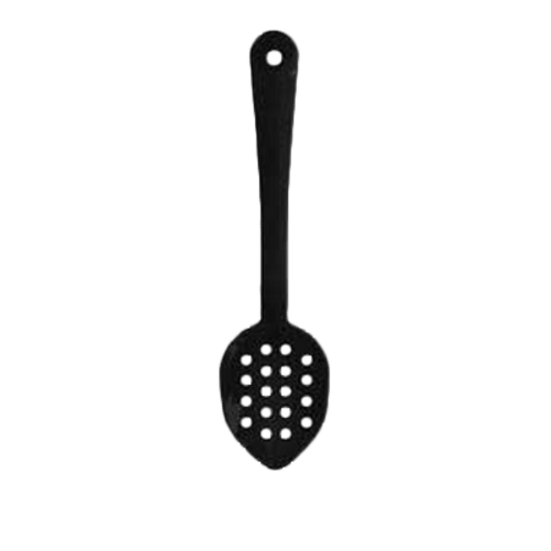 Thunder 13" X 2-7/8" X 1-3/4", Perforated Serving Spoon, Black Color, Polycarbonate, One-Piece, Dozen