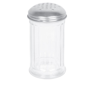Thunder 12 oz, 3" Diameter x 5-1/2" Height, Sugar/Cheese Dispenser, Glass Body with Stainless Steel Perforated Cap, Dozen