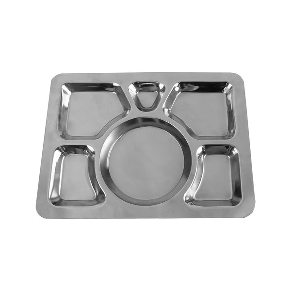 Thunder 11-3/8" x 15-3/8" x 1", 6-Compartment Tray, Stainless Steel, Each