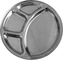 Thunder 12-1/2" Diameter x 1" Thickness, 4-Compartment Tray, Stainless Steel, Each
