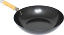 Thunder 12" Diameter x 3" Deep, Non-Stick Coating Wok, Carbon Steel with 7-1/4" Wooden Handle, Each