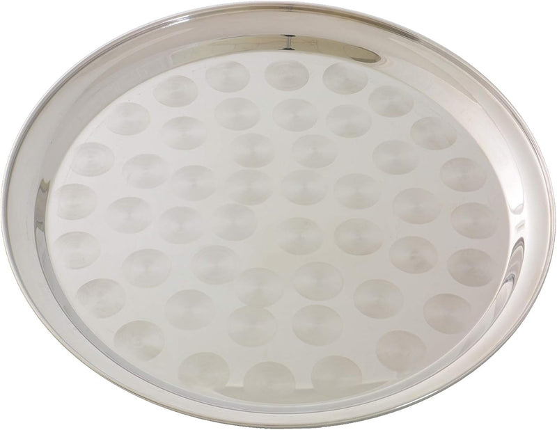 Thunder 18" Diameter, Round Tray with Wide Rim, Stainless Steel, Each