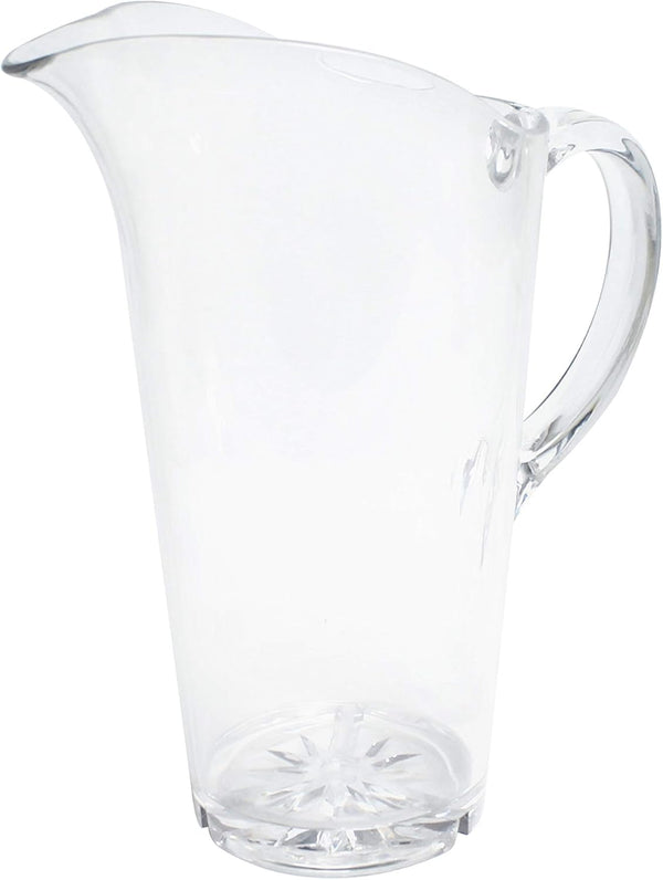 Thunder 1.5 Liter (51 oz) Water Pitcher with Ergonomic Handle And Dripless Spout, Clear Color, Polycarbonate, Starburst Heavy Base, Each