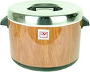 Thunder 60 Cups Insulated Sushi Rice Pot, WoodGrain Exterior, Stainless Steel Interior & Lid With Polypropylene Handle, Each