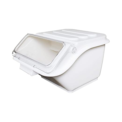 Thunder 2 Gallon (40 Cups), 11-3/4" X 14-1/2" X 8-5/8", Shelf Ingredient Bin With Clear Flip Top Lid, White Color, Polypropylene, Each
