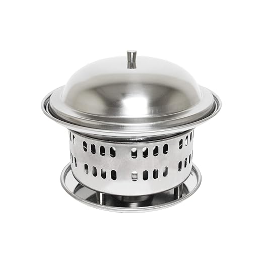 Thunder 7" X 7-1/4" Chafing Wok Set (Lid, Body & Base), Steel, 3 Piece Set
