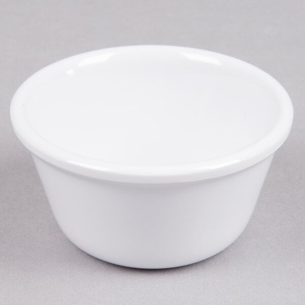 Thunder 4 Oz, 3-3/8" Diameter X 1-5/8" Height, Smooth Ramekin, White Color, Melamine, Dozen