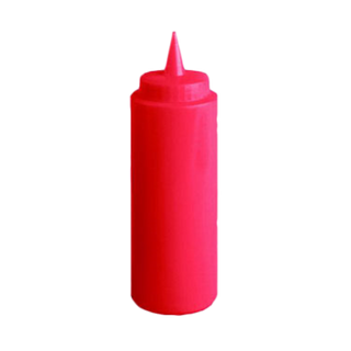 Thunder 8 Oz, 2" Diameter X 7" Height, Squeeze Bottle, Red Color, Polyethylene Bottle With Polypropylene Cap, Dozen