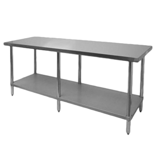 Thunder 24" X 96" X 35", Flat Top Worktable With Rounded Edges, Stainless Steel 430, 18 Gauge, Each