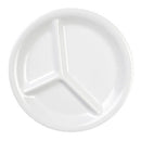 Thunder 10-1/4" Diameter X 1" Height, 3 Compartment Plate, White Color, Melamine, Dozen