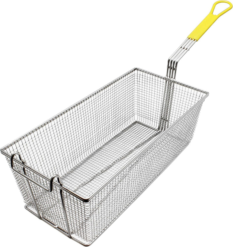 Thunder 17" x 8" x 5-3/4", Rectangular Fry Basket, Nickel Plated, with Under Cross-Support, Each