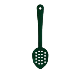 Thunder 11" X 2-7/8" X 1-3/4", Perforated Serving Spoon, Green Color, Polycarbonate, One-Piece, Dozen