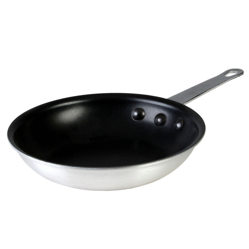 Thunder 10" Diameter x 2" Height, 7-3/8" Length x 7/8" Width Plated Iron Riveted Handle, Non-Stick Fry Pan, Aluminum, 3.5mm Thickness, with Regular 2 Layer Xylan Non-Stick Coating, Mirror-Finish, NSF, Each