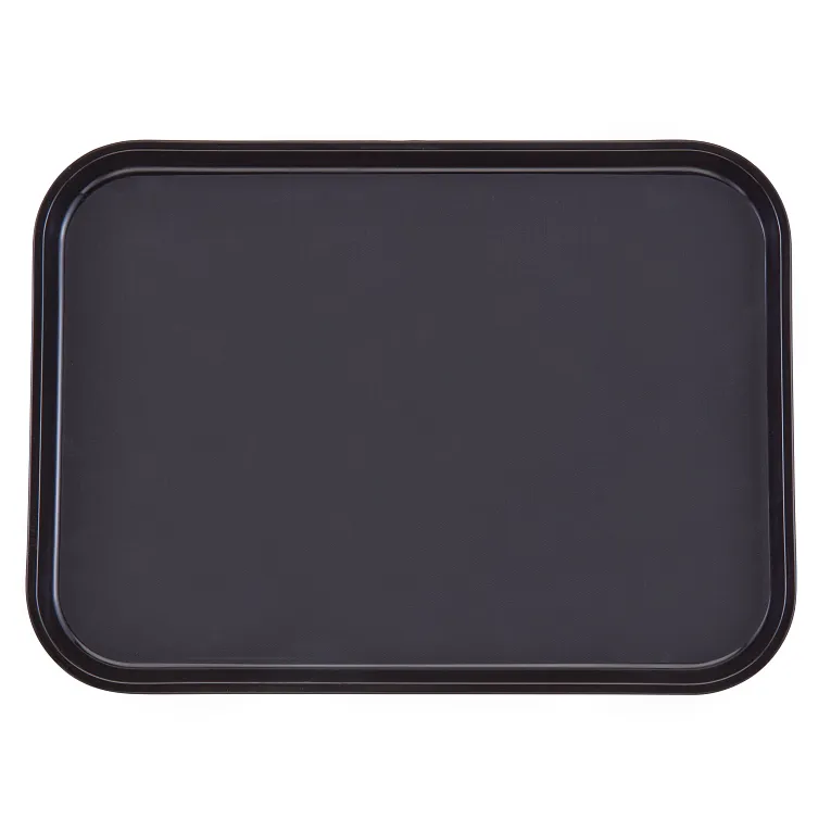Cambro 14" Round Polytread Serving Tray, Black, Set of 12